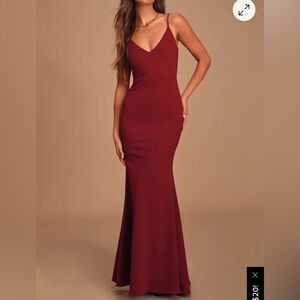 Lulu's Deep Red Maxi Dress”infinite glory wine red maxi dress “